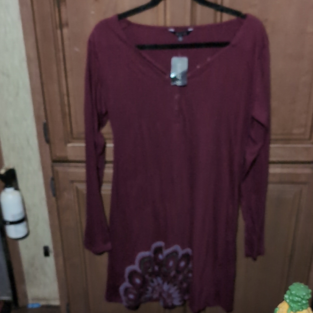 Elegant Burgundy Long Sleeve Mini Dress